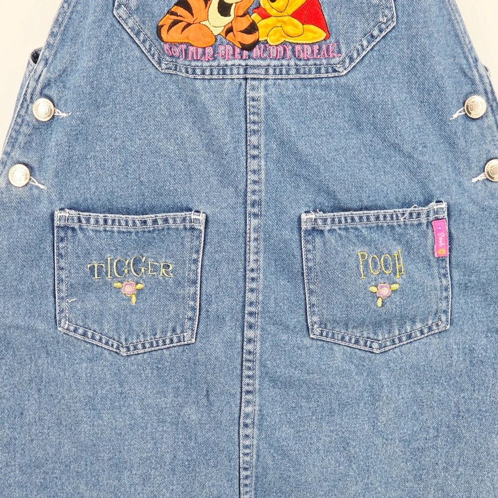 Disney Winnie the Pooh Tigger Vintage 100 Acre Denim Overall Dress Kids Small